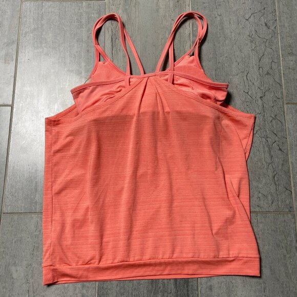 Athleta Hidden Agenda Tank Top with Built-in Strappy Bra Peach Orange Size Small - Picture 5 of 10